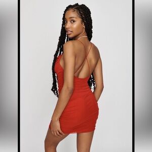 Garage Mesh Ruched Cami Dress
